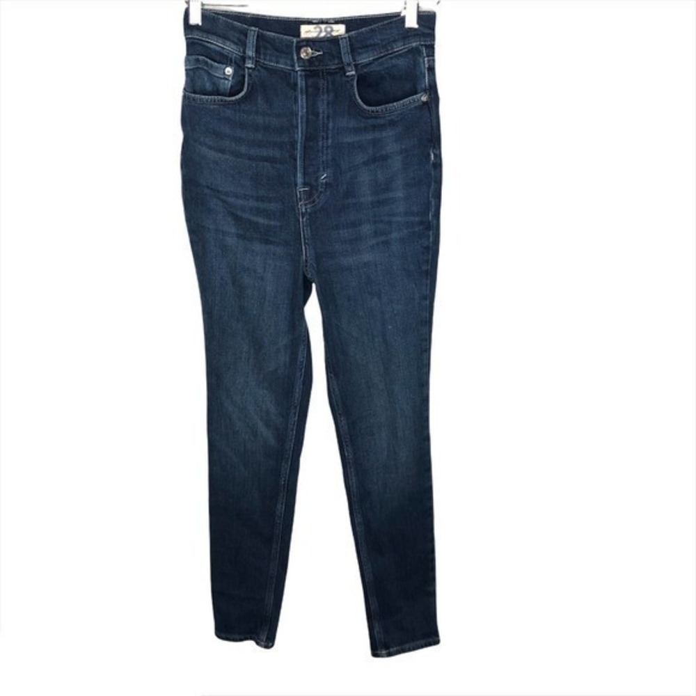 NWT We the Free Free People high rise button fly skinny blue jeans dark wash